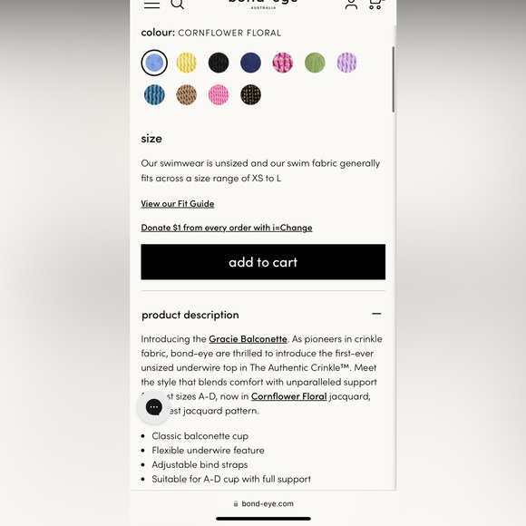 Brand new bond eye bikini top cornflower floral blue - Picture 2 of 10